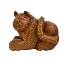 Load image into Gallery viewer, Thai Cat Teak Sculpture