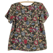 Load image into Gallery viewer, Olive Green Silk Floral Blouse