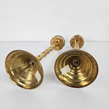 Load image into Gallery viewer, Faux Bamboo Brass Candleholders