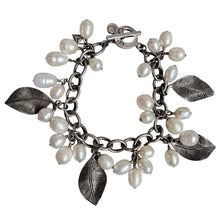 Load image into Gallery viewer, Sterling Leaves &amp; Pearls Bracelet