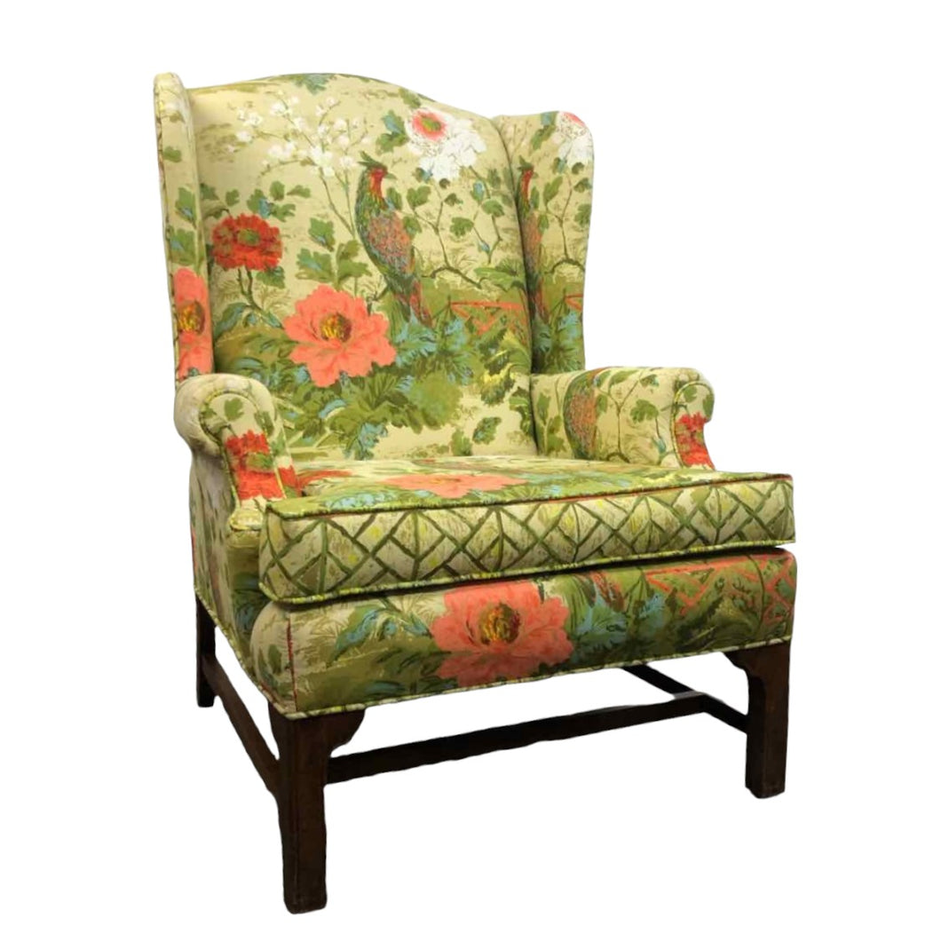 Floral Birds Wingback Chair