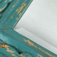Load image into Gallery viewer, Carved Turquoise Wooden Mirror