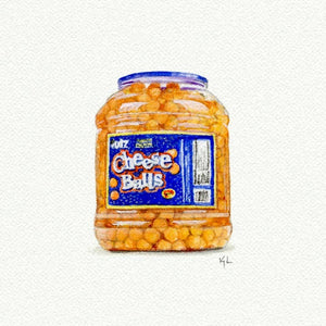 Cheese Balls Miniature Watercolor Print