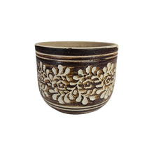 Load image into Gallery viewer, Brown Floral Pottery Planter