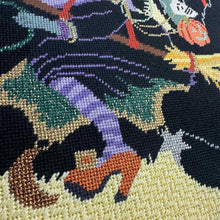 Load image into Gallery viewer, Witch Riding a Black Cat Needlepoint