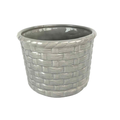 Woven Gray Ceramic Planter