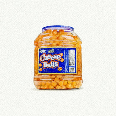 Cheese Balls Miniature Watercolor Print