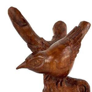 Carved Wooden Bird on Branch