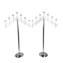 Load image into Gallery viewer, Modernist Chrome Floor Candelabras