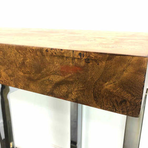 Burl & Chrome Sofa Table