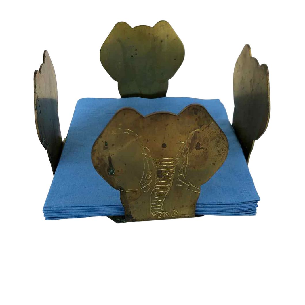 Brass Elephants Napkin Holder