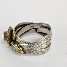 Load image into Gallery viewer, Brass &amp; Sterling Flower Ring