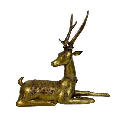 Large Sitting Brass Reindeer