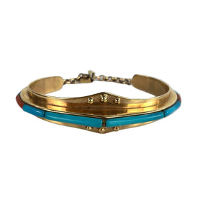 Gold, Turquoise & Coral Bracelet