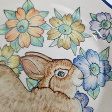 Load image into Gallery viewer, Rabbit &amp; Flowers Pottery Plate