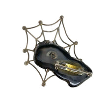 Load image into Gallery viewer, Sterling &amp; Agate Spiderweb Brooch