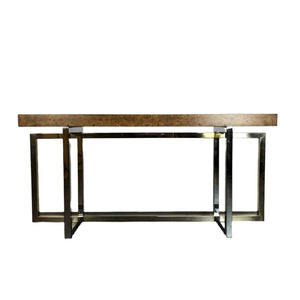 Burl & Chrome Sofa Table