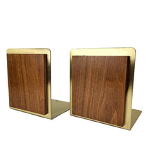 Load image into Gallery viewer, Brass &amp; Wood Bookends