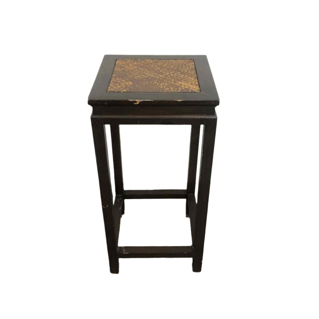 Wood Cane Pedestal Table