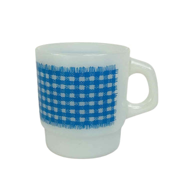 Gingham Milk Glass Mug