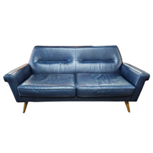 Load image into Gallery viewer, Navy Blue Leather Loveseat