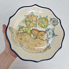 Load image into Gallery viewer, Rabbit &amp; Flowers Pottery Plate