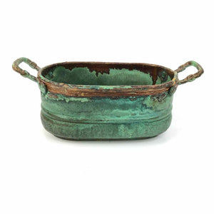 Verdigris Metal Planter