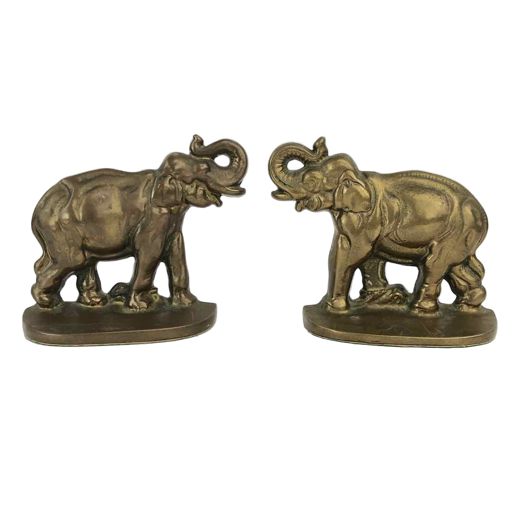 Brass Elephant Bookends