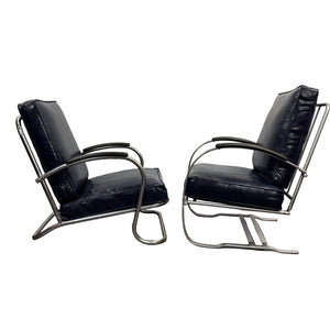 Chrome & Navy 1930s Chairs