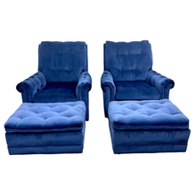 Load image into Gallery viewer, Blue Velvet Chairs &amp; Ottomans