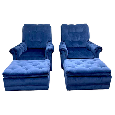 Blue Velvet Chairs & Ottomans