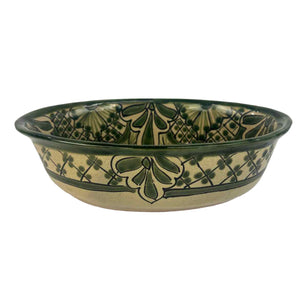 Green Floral Pottery Bowl