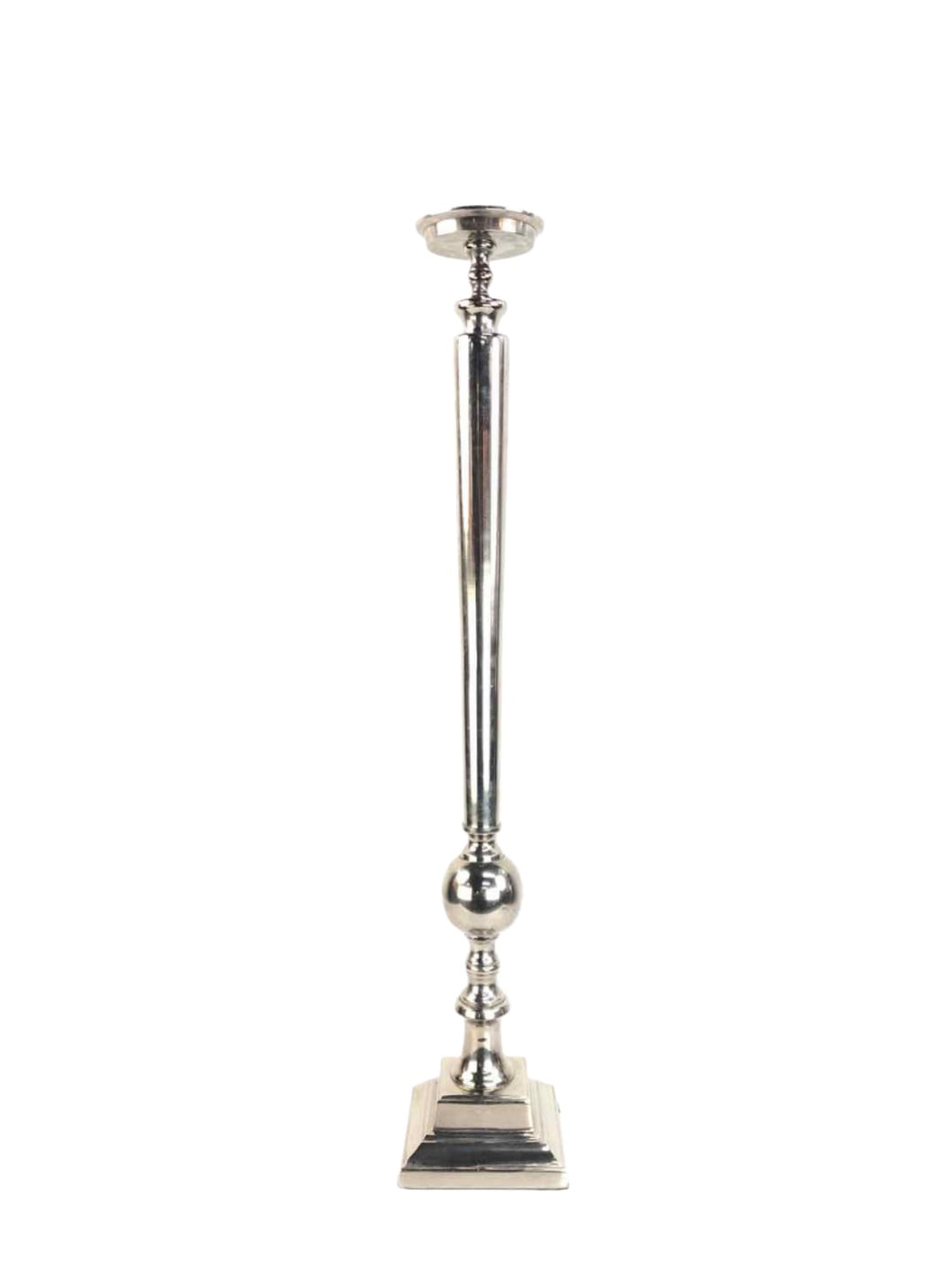 Tall Silver Metal Candleholder