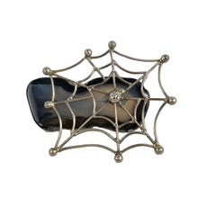 Load image into Gallery viewer, Sterling &amp; Agate Spiderweb Brooch