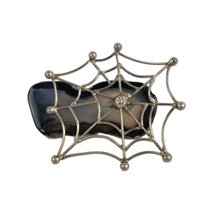 Sterling & Agate Spiderweb Brooch