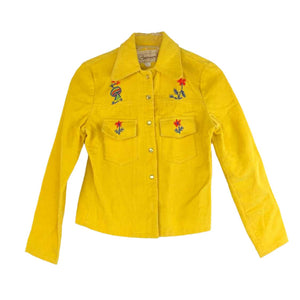 Embroidered Yellow Corduroy Shirt