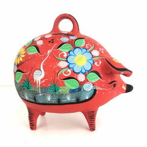 Red Pottery Piggy Bank