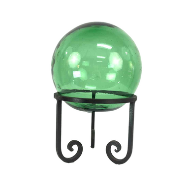 Green Glass Fishing Buoy on Stand