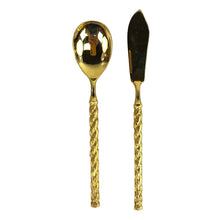 Load image into Gallery viewer, Gold Twist Spoon &amp; Knife