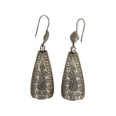 Stamped Sterling Drop Earrings