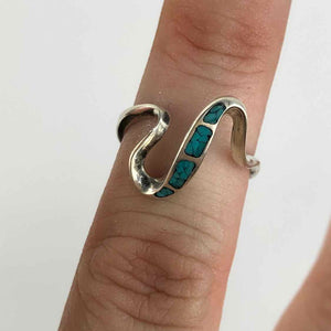 Wavy Sterling & Turquoise Ring