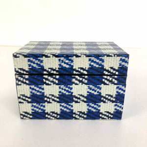 Blue Plaid Metal Box