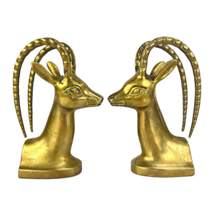 Brass Antelope Bookends