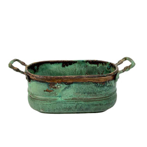 Verdigris Metal Planter