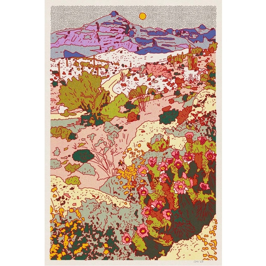 Vertical Mountain Cactus Print