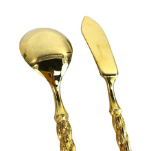 Load image into Gallery viewer, Gold Twist Spoon &amp; Knife