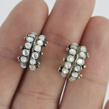 Load image into Gallery viewer, Moonstone Sterling Hoop Earrings