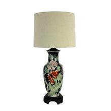 Load image into Gallery viewer, Black Floral Pottery Lamp