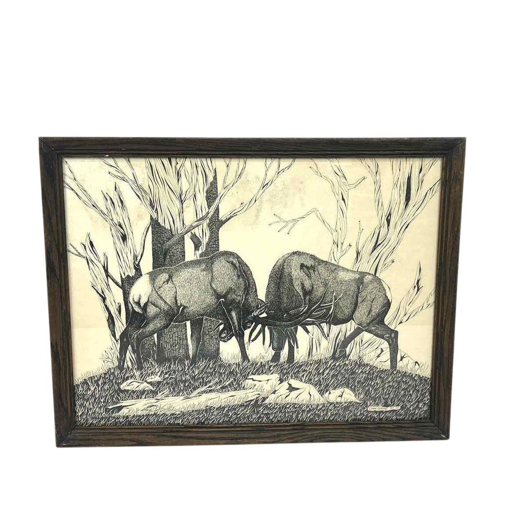 Bull Elk Drawing Print