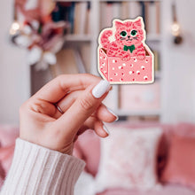 Load image into Gallery viewer, Pink Kitten in a Box Sticker